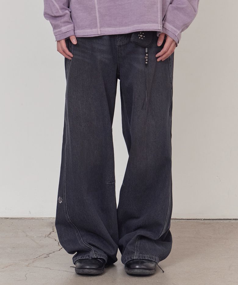 커브드 라인 데님 블랙