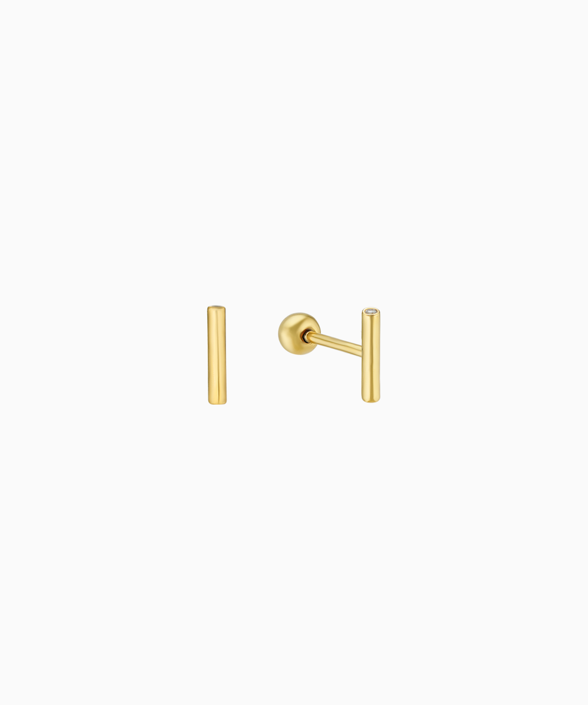 비엠티엘(BMTL) Bar with Crystal Ends Stud Earring Gold (silver925)