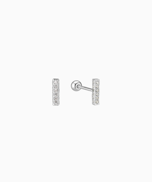 Crystal Square Bar Stud Earring 7mm (silver925)