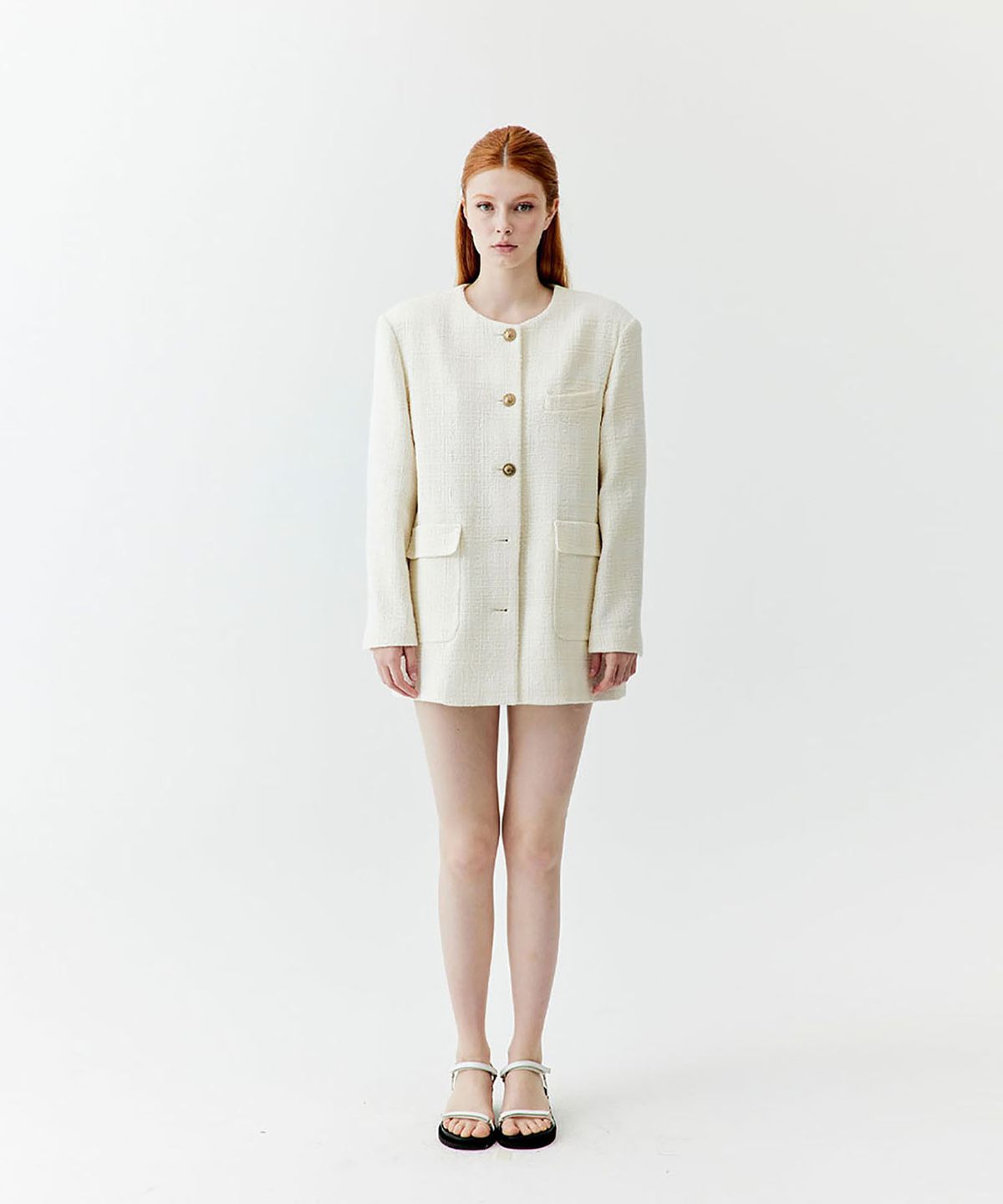 옥토버세컨드(OCTOBERSECOND) tweed box jacket (ivory)