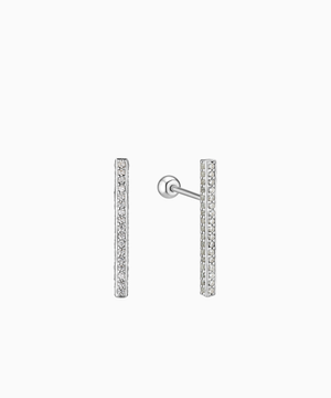 Crystal Square Bar Stud Earring 18mm (silver925)