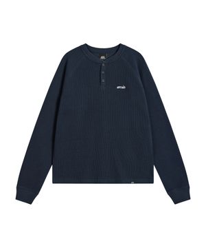WAFFLE RAGLAN T-SHIRT-NAVY