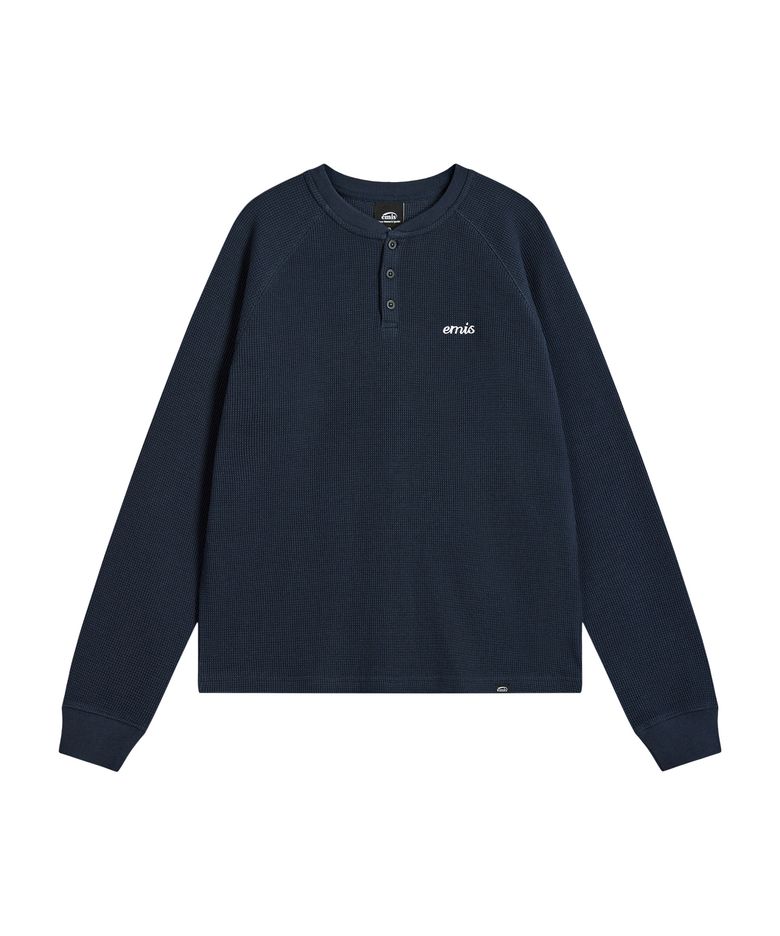 WAFFLE RAGLAN T-SHIRT-NAVY