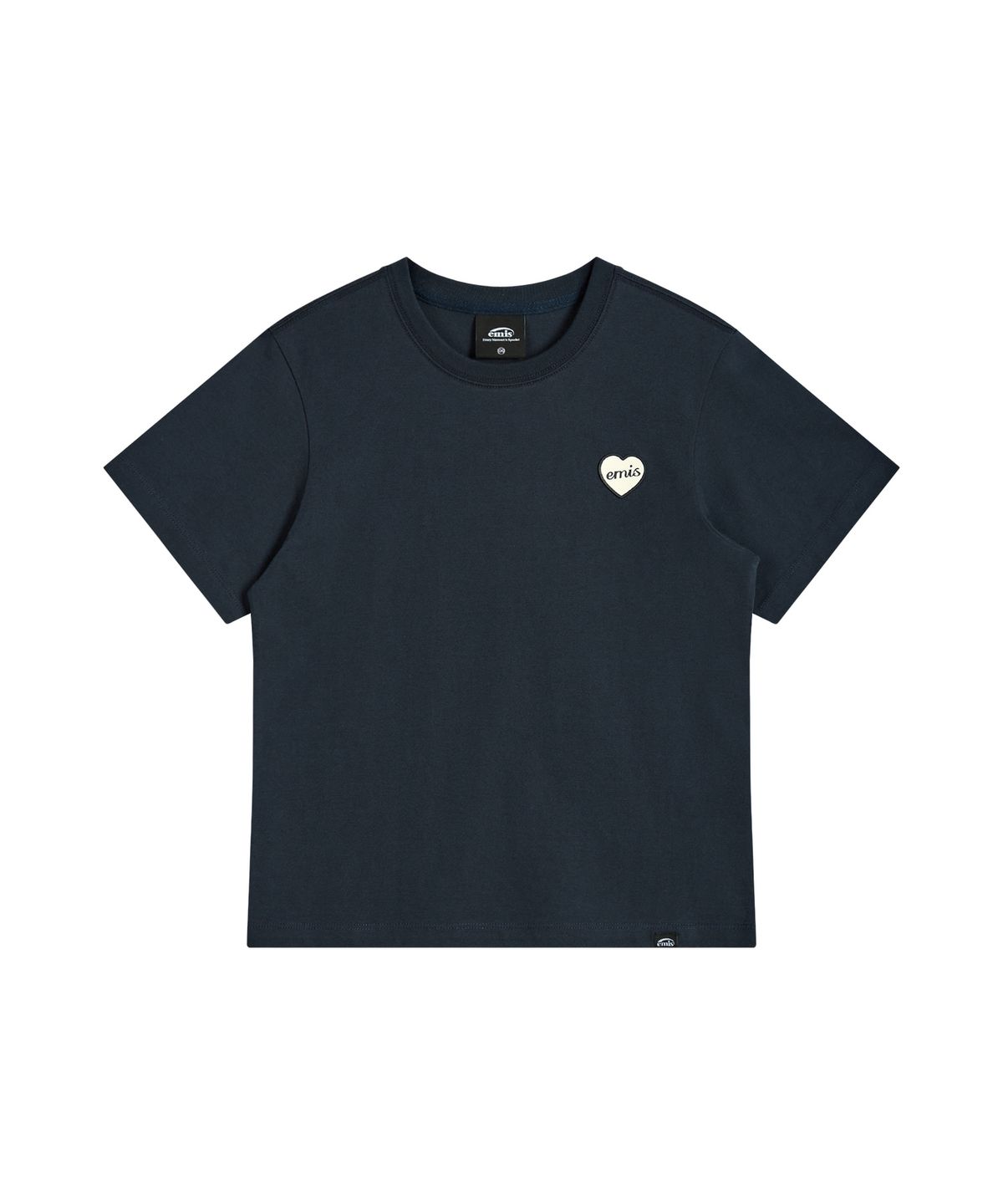 이미스(EMIS) (W) HEART RUBBER PATCH T-SHIRT-NAVY