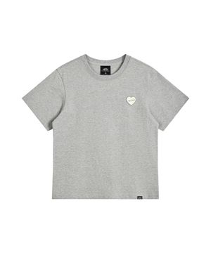 (W) HEART RUBBER PATCH T-SHIRT-MELANGE GRAY