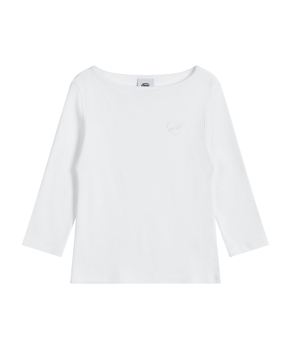 이미스(EMIS) (W) BOAT NECK 3/4 SLEEVE T-SHIRT-WHITE