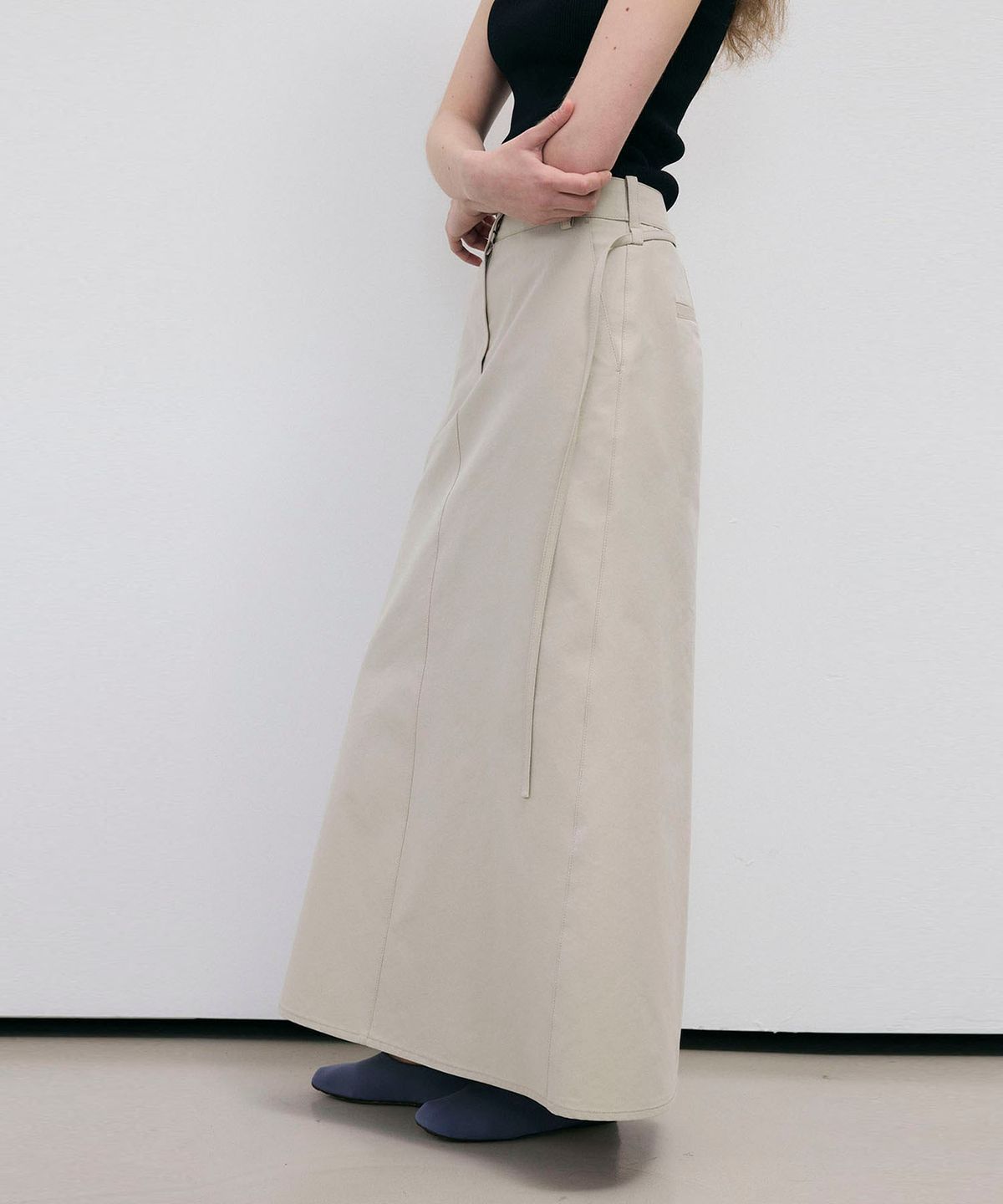 씨커슨(CKUSUN) COTTON BLEND MAXY SKIRT - BEIGE