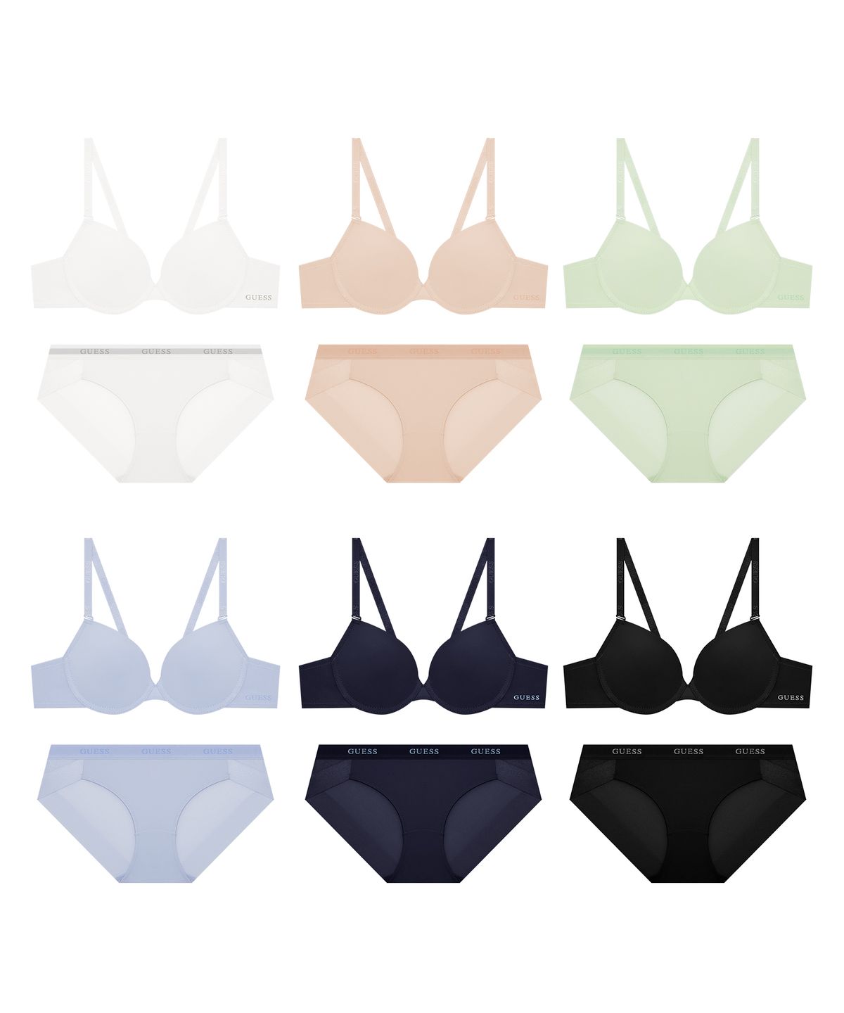 게스언더웨어(GUESS UNDERWEAR) 아스킨 에센셜 와이어 브라 팬티 세트 - 6Colors