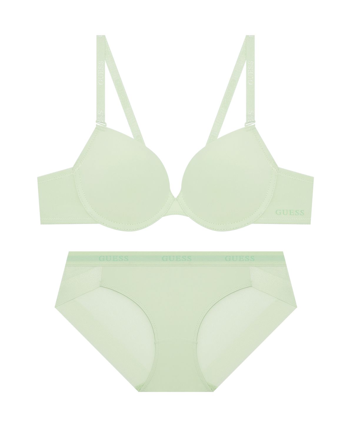 게스언더웨어(GUESS UNDERWEAR) 아스킨 에센셜 와이어 브라 팬티 세트 - 라이트그린
