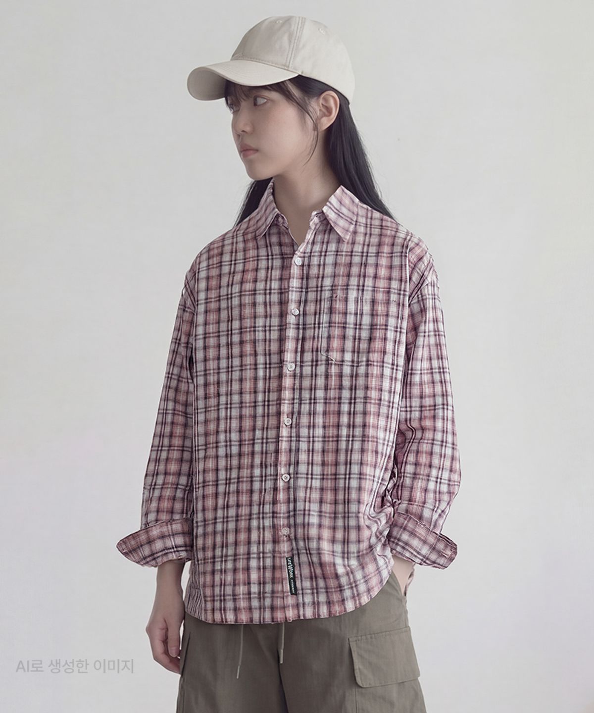 라이프워크(LIFEWORK) 여성) 시어서커 패턴 셔츠