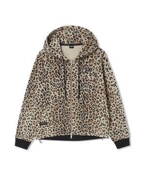 여성) 커브드 힙독 와펜 후드 집업