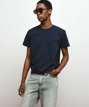 헤비 코튼 크롭 티셔츠 (네이비)