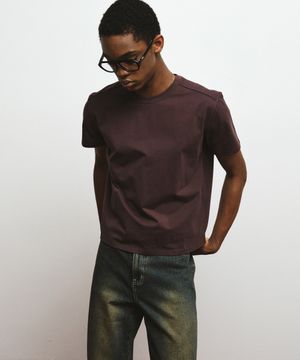 헤비 코튼 크롭 티셔츠 (브라운)