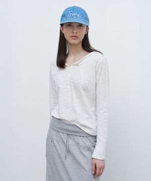 Slub Henley Long Top - Ivory