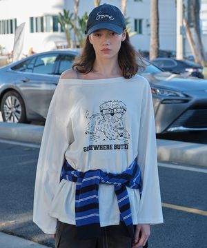 Glasses Puppy Long Top - Ivory