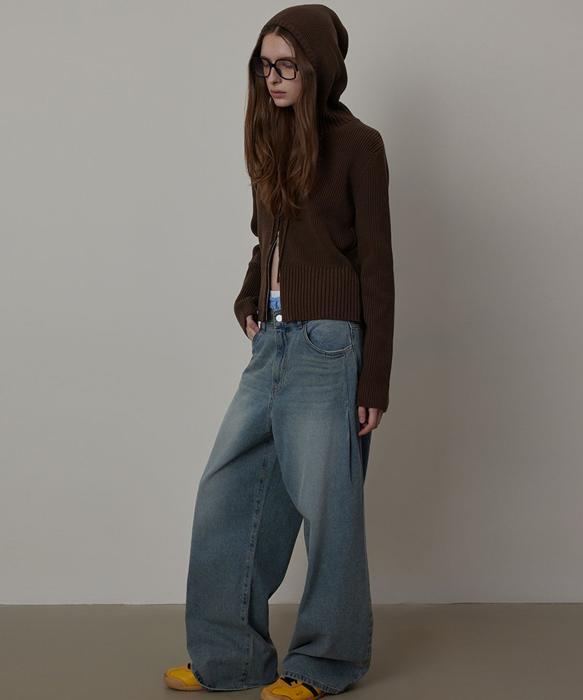 퀸스래빗(Q'SRB) Side-tuck Vintage Real Wide Denim Pants_BLUE