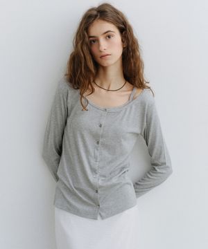 Ribbed sleeveless cardigan set