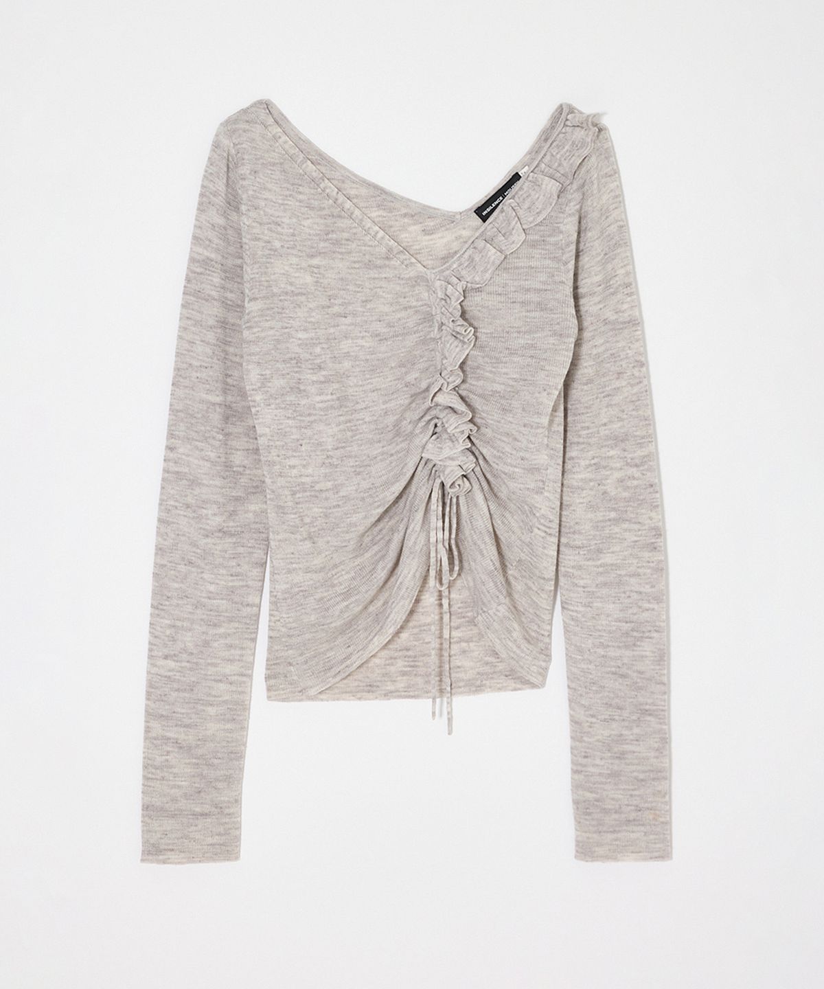 인사일런스 우먼(INSILENCE WOMEN) [MOUSSY] GATHER KNIT TOP LIGHT GREY