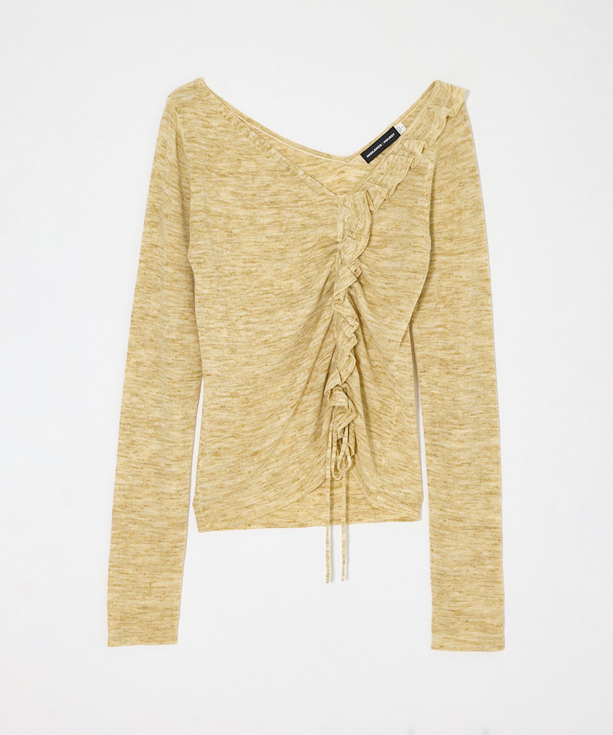인사일런스 우먼(INSILENCE WOMEN) [MOUSSY] GATHER KNIT TOP LIGHT KHAKI