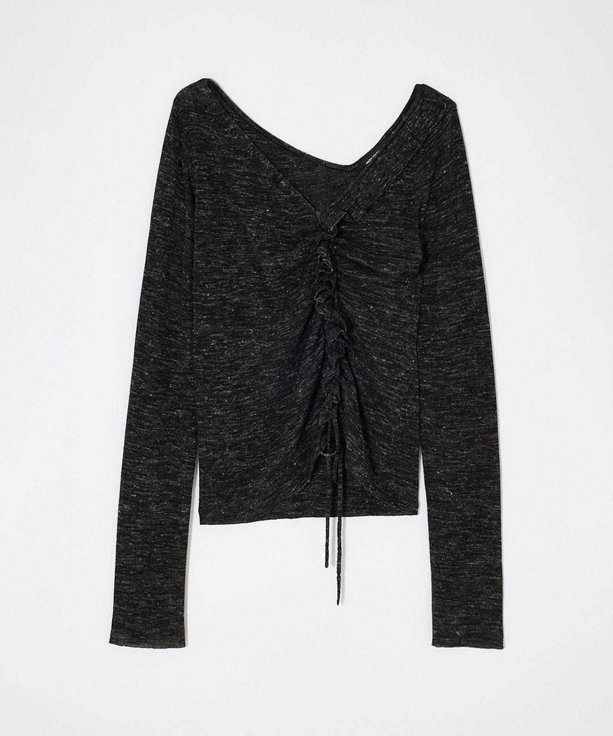 인사일런스 우먼(INSILENCE WOMEN) [MOUSSY] GATHER KNIT TOP BLACK