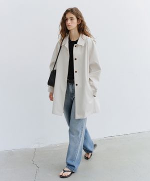 Hidden button half trench coat