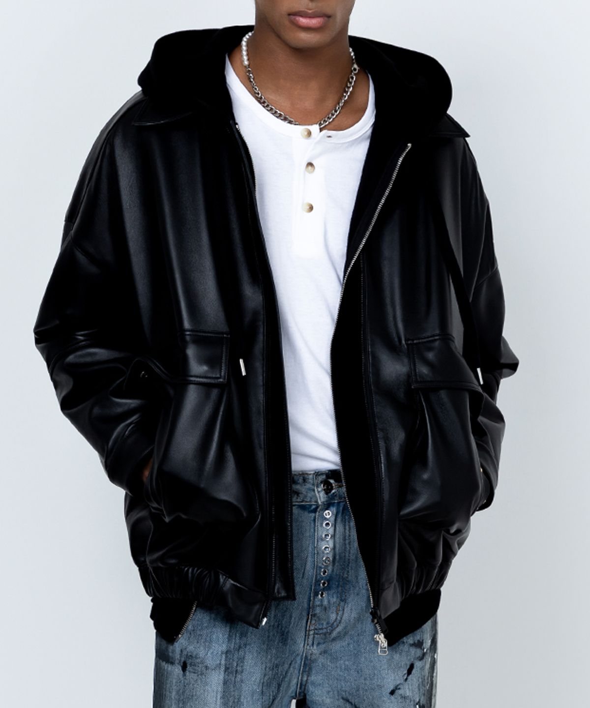 스트라이크(STRIKE) Archive Over Lambskin Blouson (BLACK)