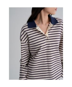 멀티 스트라이프 칼라 티셔츠  아이보리