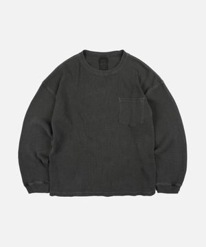 PIGMENT DYEING WAFFLE POCKET TEE _ CHARCOAL