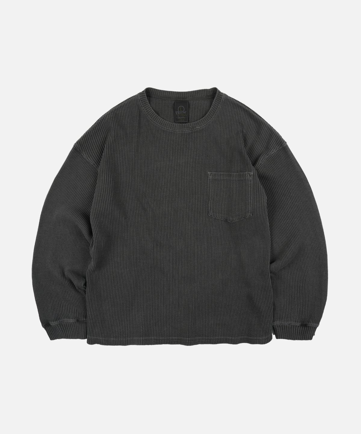프리즘웍스(FRIZMWORKS) PIGMENT DYEING WAFFLE POCKET TEE _ CHARCOAL