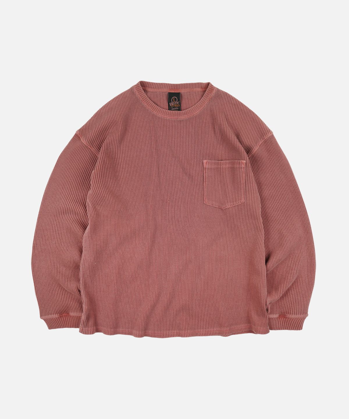 프리즘웍스(FRIZMWORKS) PIGMENT DYEING WAFFLE POCKET TEE _ PINK