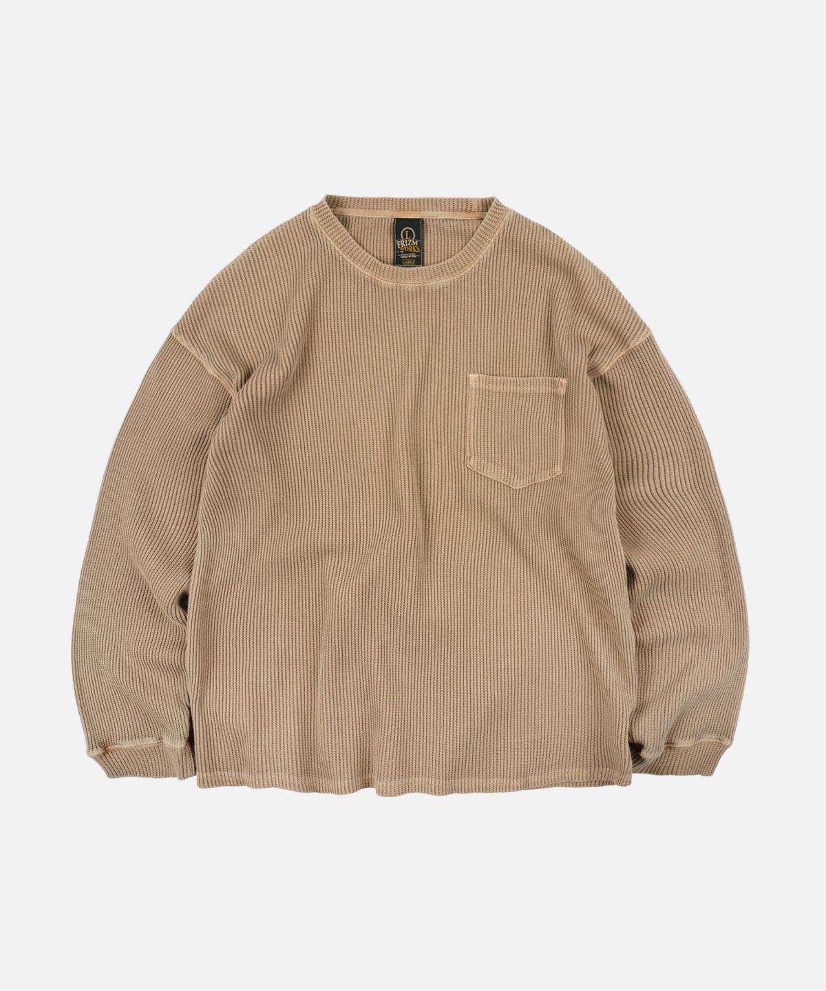 프리즘웍스(FRIZMWORKS) PIGMENT DYEING WAFFLE POCKET TEE _ TAN