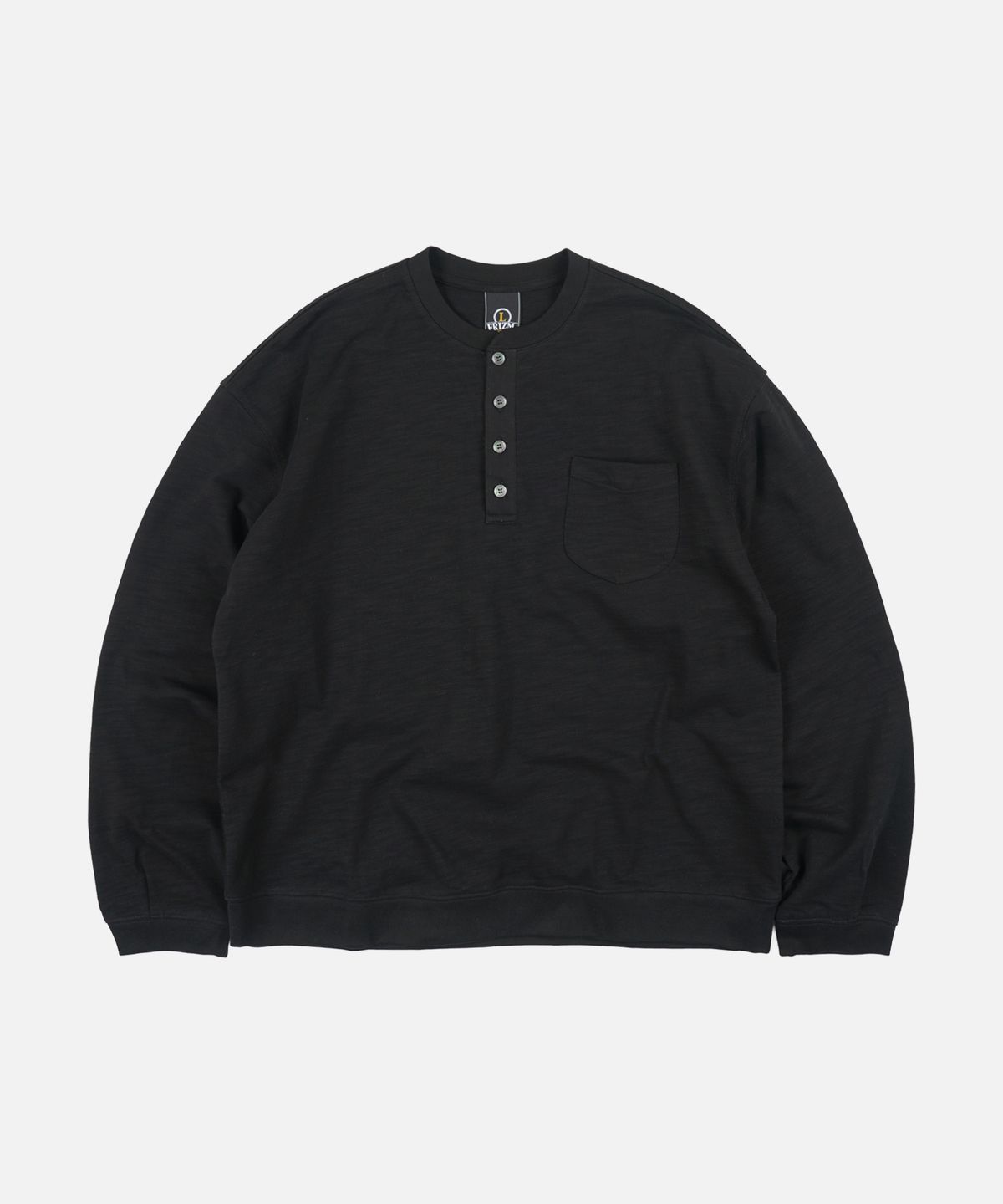 프리즘웍스(FRIZMWORKS) SLUB HENLEY NECK L/S TEE _ BLACK