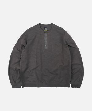 SLUB HENLEY NECK L/S TEE _ CHARCOAL