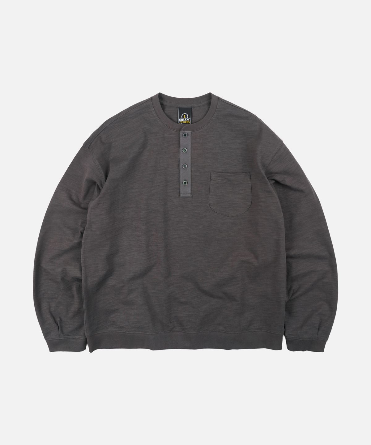 프리즘웍스(FRIZMWORKS) SLUB HENLEY NECK L/S TEE _ CHARCOAL