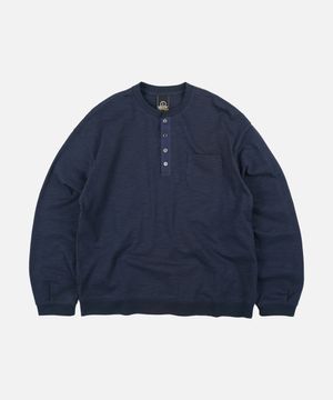 SLUB HENLEY NECK L/S TEE _ NAVY