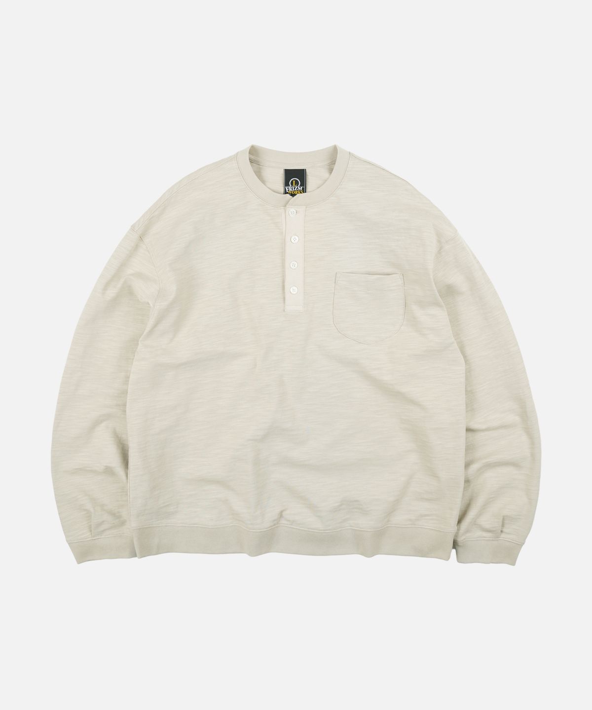 프리즘웍스(FRIZMWORKS) SLUB HENLEY NECK L/S TEE _ KHAKI BEIGE