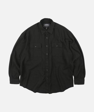 CIGARETTE POCKET LINEN RAYON SHIRT _ BLACK