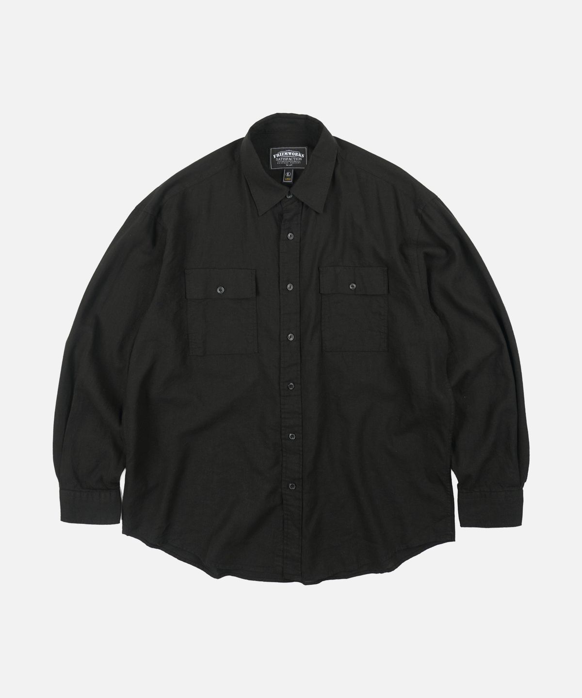 프리즘웍스(FRIZMWORKS) CIGARETTE POCKET LINEN RAYON SHIRT _ BLACK
