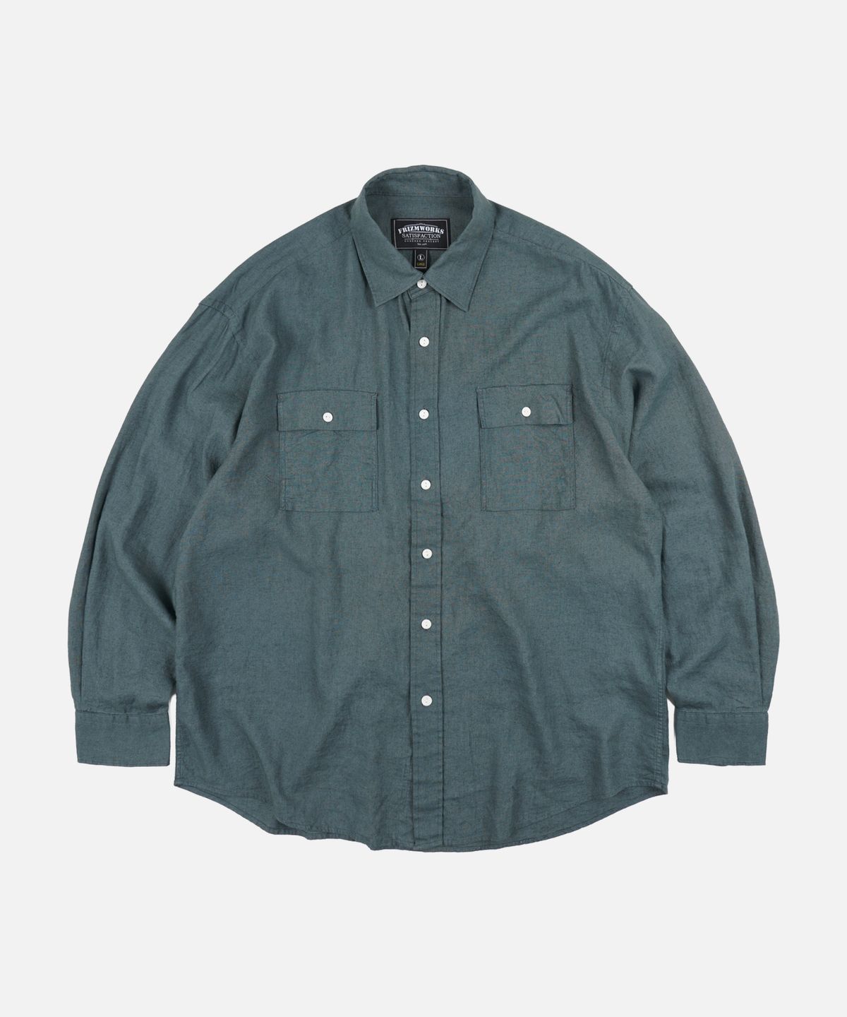 프리즘웍스(FRIZMWORKS) CIGARETTE POCKET LINEN RAYON SHIRT _ TEAL