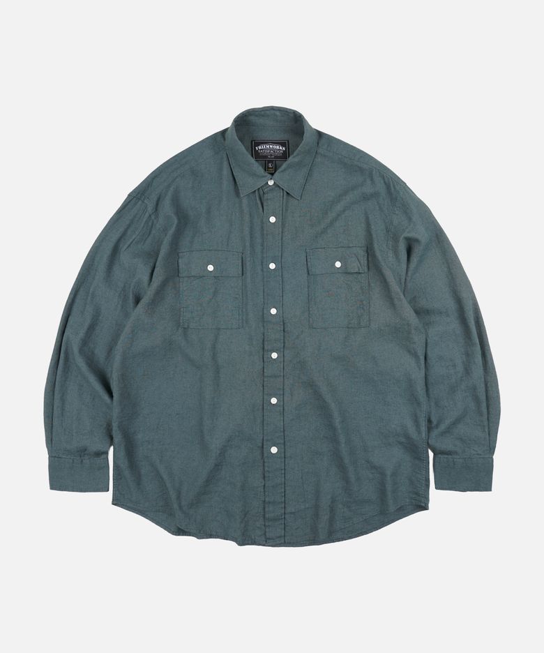 CIGARETTE POCKET LINEN RAYON SHIRT _ TEAL