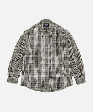 GATHERED CHECK SHIRT _ BLACK