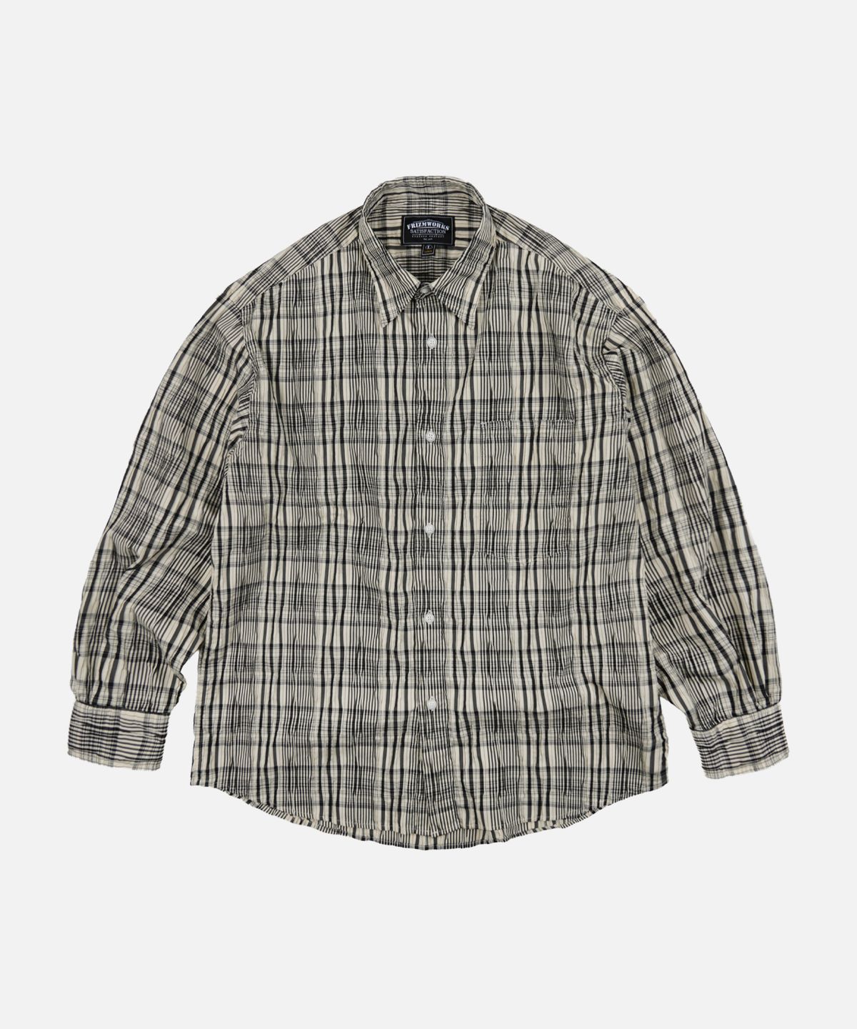 프리즘웍스(FRIZMWORKS) GATHERED CHECK SHIRT _ BLACK