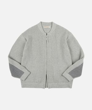 ULTRA HEAVYWEIGHT ZIP UP CARDIGAN _ LIGHT GRAY