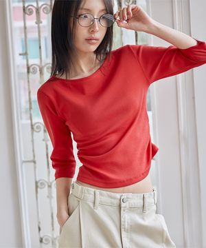 3/4 Sleeve Boat-Neck Tee, 4colors
