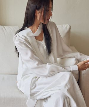 Sheer Tie Blouse, WHITE