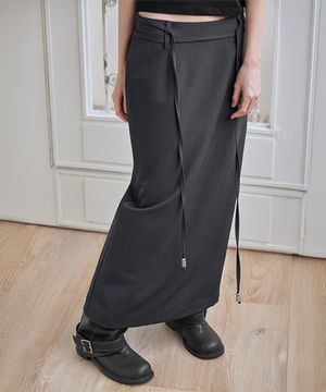 H-Line Strap Skirt, CHARCOAL