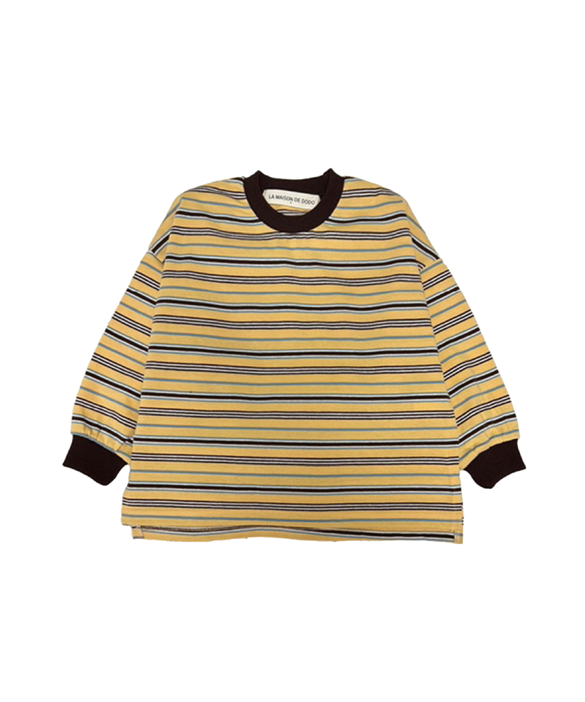 라메종드도도(LA MAISON DE DODO) DODO BASIC Oversized Stripe T Shirt (Brown/Mixed Color)_키즈긴팔티 아동긴팔티 등원룩