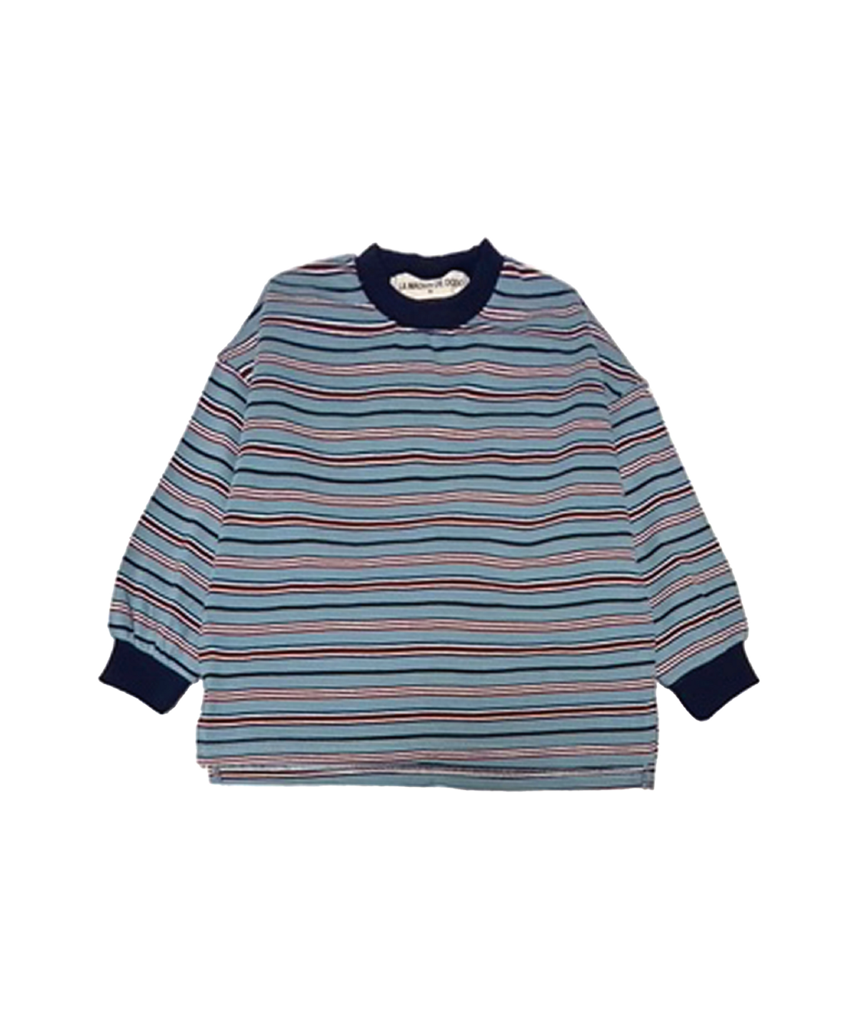 라메종드도도(LA MAISON DE DODO) DODO BASIC Oversized Stripe T Shirt (Navy/Mixed Color)_키즈긴팔티 아동긴팔티 등원룩