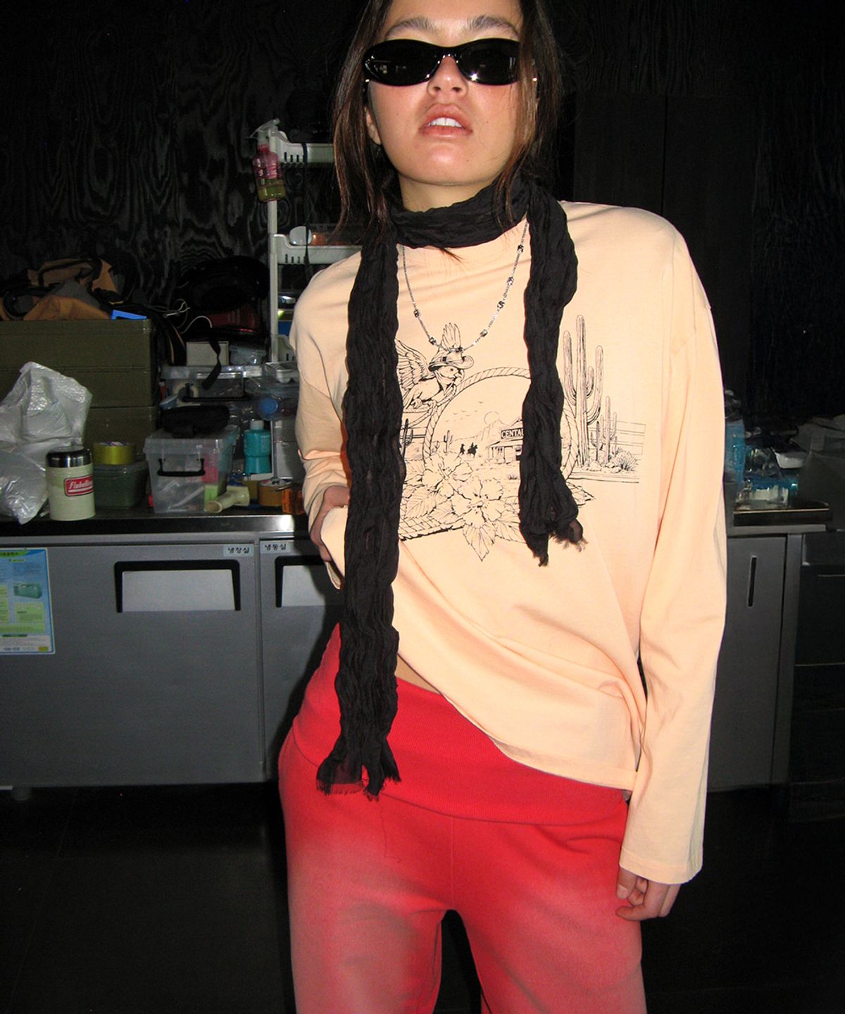 센토르(CENTAUR.KR) WESTERN WASHED LONG SLEEVE T-SHIRT_PEACH