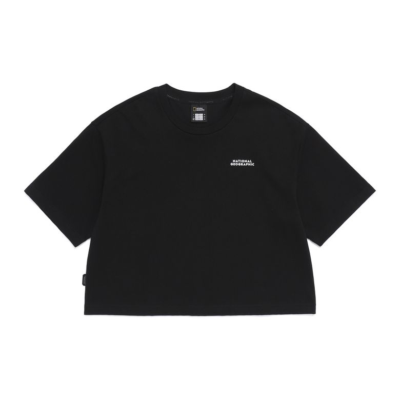 N262WTS060 여성 라텔 리젠 오버핏 크롭 반팔 티셔츠 BLACK